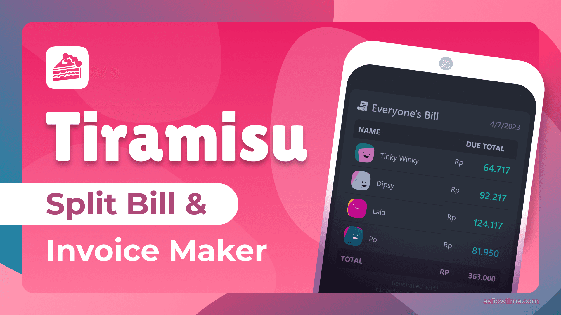 Tiramisu: Split Bill and Invoice Maker App